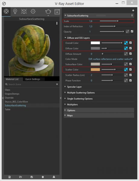 Figura A1 — Parametri del materiale SSS